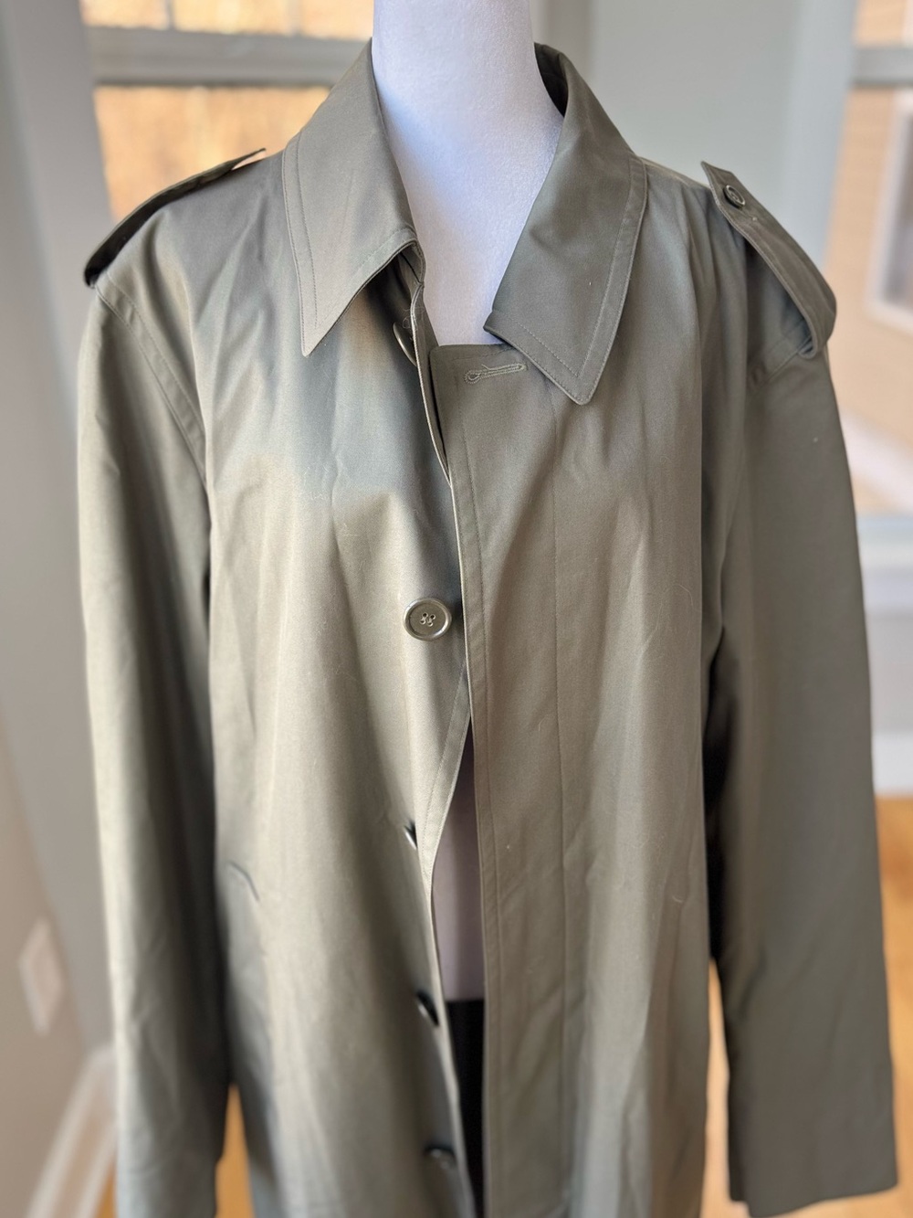 Vintage CB Industries Gray Trench Coat Made in France Deadstock Sz XL - Picture 5 of 13